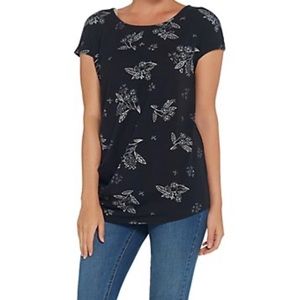 Martha Stewart  floral extended shoulder top